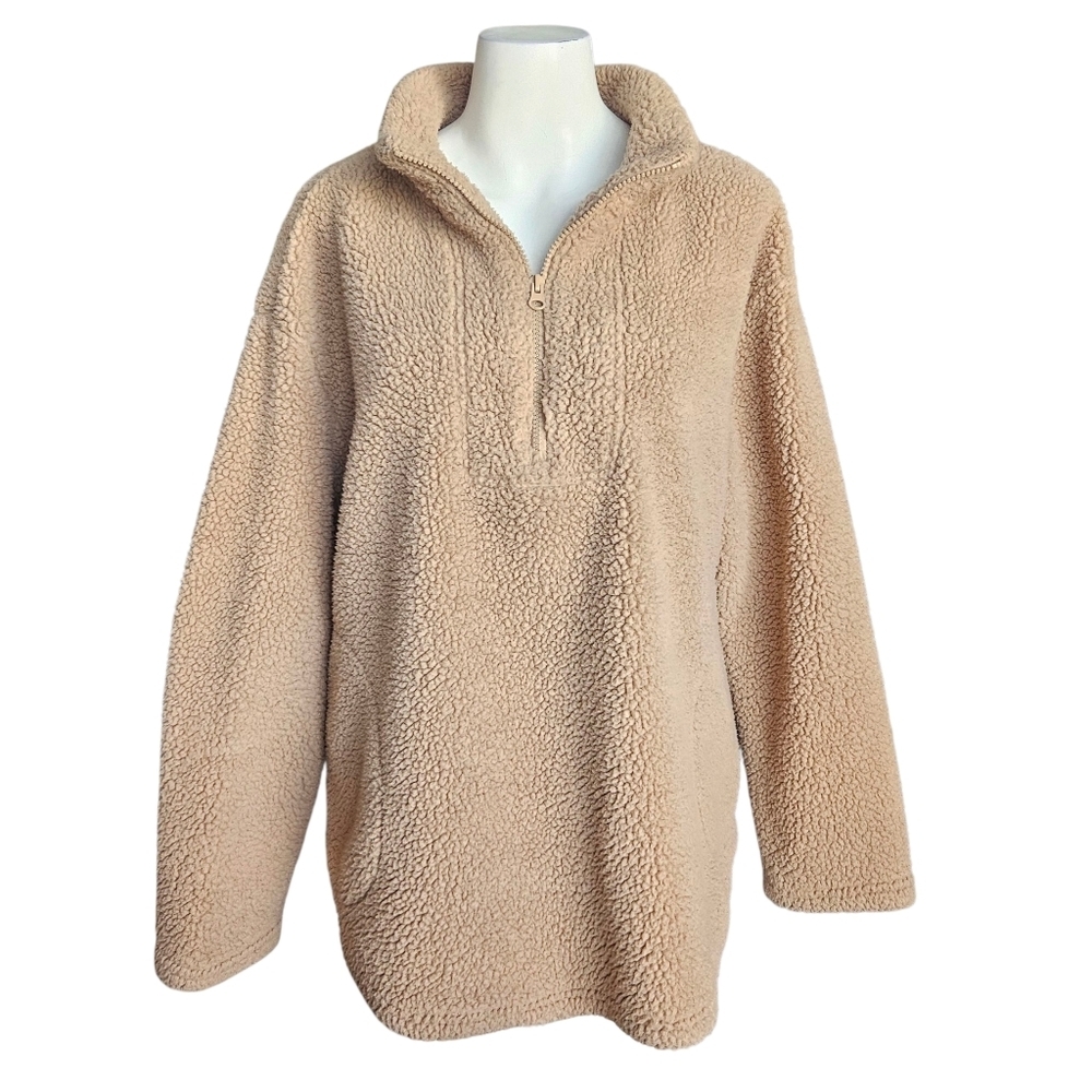 Koolaburra by UGG Brushed Back Sherpa Pullover Amphora Tan Size Medium Fall Cozy